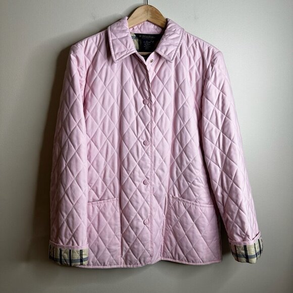 Brooks Brothers Pink Quilted Nova Check Plaid  Lined Jacket Size 10 Old Money - Picture 1 of 10